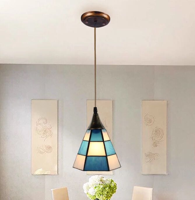 Rakuten - A029154ステンドグラス．ペンダントライト 天井照明ステンドグラスランプ ガラス工芸品 電源直結タイプ