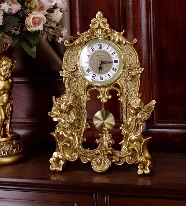A059367高級感テーブルクロック 置き時計 クロック 置時計 高級時計 アンティーク調 [2]