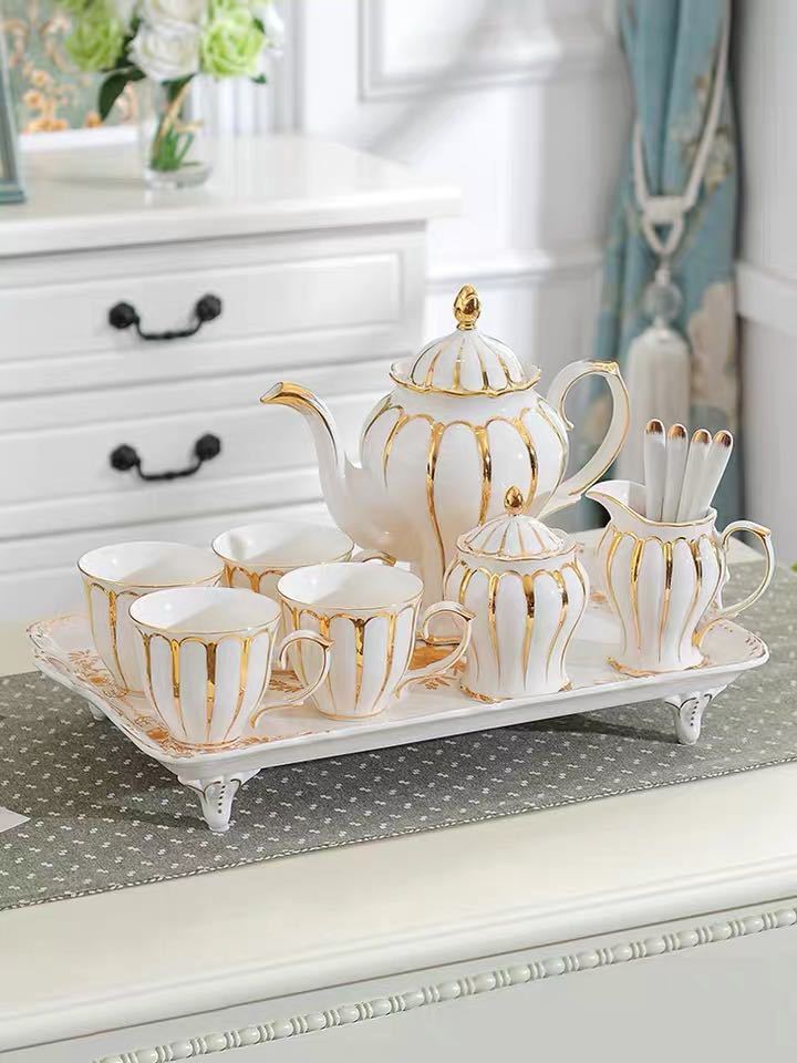 A024276ティー・コーヒーカップセット カップ4客セット 高級カップ 陶磁器ティーセット