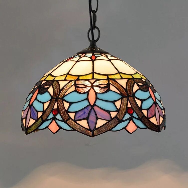 Vaulted Ceiling - A043727ステンドグラス．ペンダントライト 豪華天井照明ステンドグラスランプ ガラス工芸品 電源直結タイプ