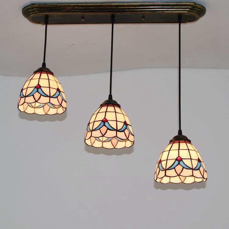A026509ステンドグラス ペンダントライト 天井照明ステンドグラスランプ ガラス工芸品 電源直結タイプ
