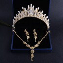 A022740ウェディング 花嫁3点セット アクセサリー ティアラ+イヤリング+ネックレス .
