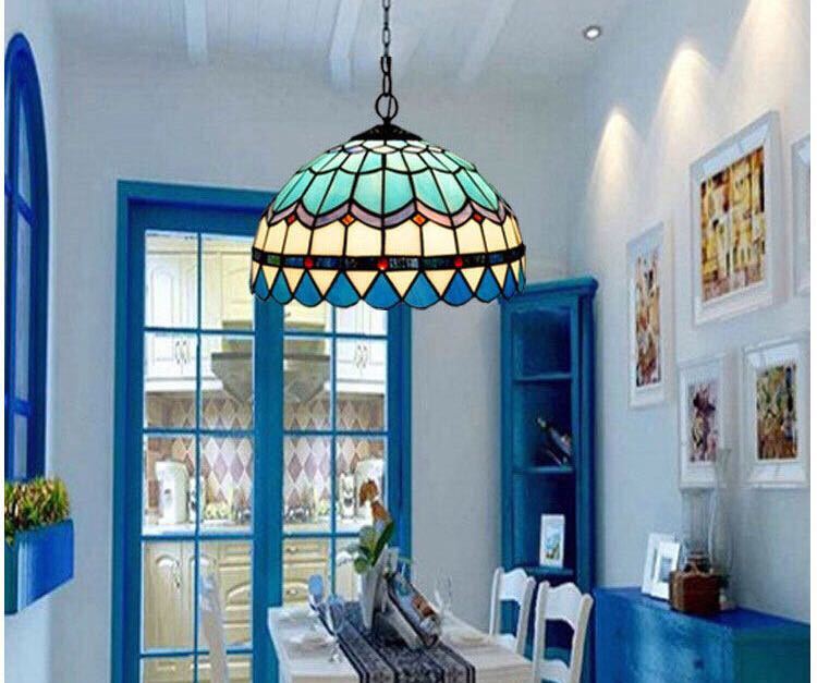 A003376おしゃれ ステンドグラス　ペンダントライト豪華天井照明ステンドグラスランプ ~ガラス工芸品 ..