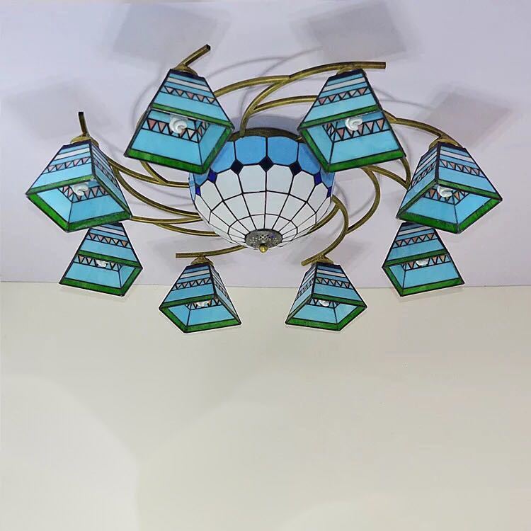 Stained Glass - A027968ステンドグラス．ペンダントライト豪華天井照明ステンドグラスランプ ガラス工芸品 電源直結タイプ