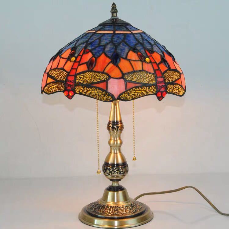 A047991ステンドグラスランプ 卓上スタンド 豪華テーブルランプ 卓上照明 ガラス工芸スタンド