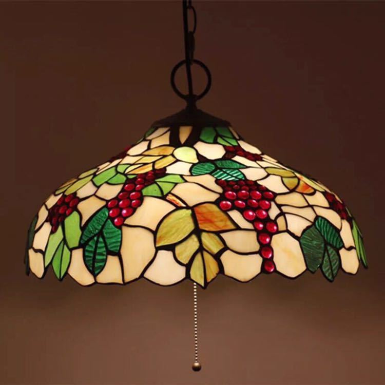 A047875ステンドグラス．ペンダントライト豪華天井照明ステンドグラスランプ ガラス工芸品 電源直結タイプ