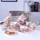 A045410西洋ティー・コーヒーカップセット カップ&ソーサー4客セット 花柄 姫系雜貨 陶磁器ティーセット