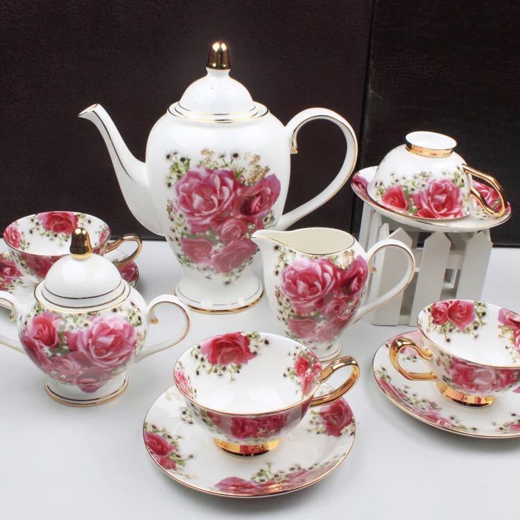 ティー・コーヒーカップセットカップ&ソーサー6客セット花柄姫系雑貨.上品陶磁器ティーセット