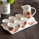 A010729西洋ティー・コーヒーカップセット カップ6客セット薔薇花柄。姫系雑貨