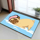 パグタイプ☆ラグマット リビング．玄関マット．カーペット．お風呂マット 犬柄50x80cm パグ雑貨
