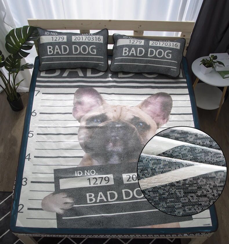 樂天商城 - A003201夏用冷感素材ベッド シート3点セット 寝具 敷パット シングルサイズ 150x200cm フレンチブルドッグ雑貨