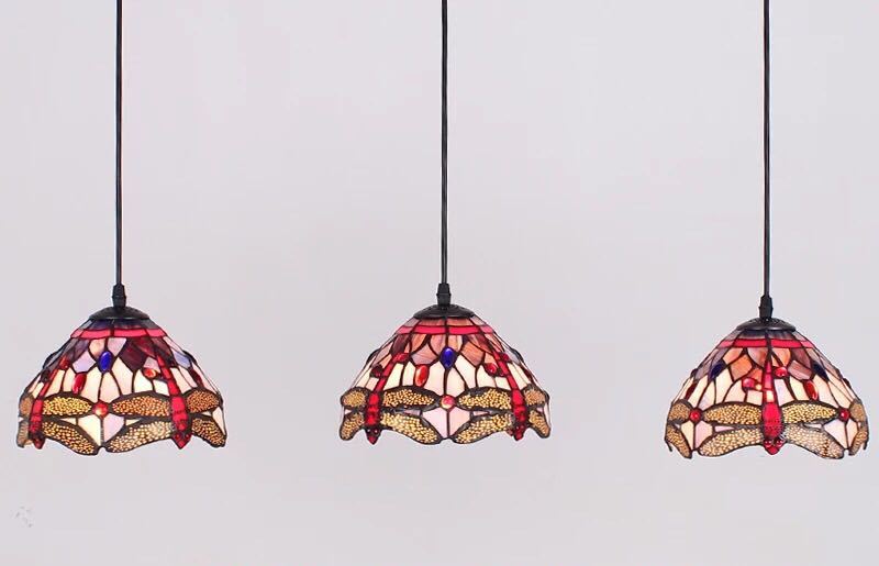 A026553ステンドグラス ペンダントライト 豪華天井照明ステンドグラスランプ ガラス工芸品 電源直結タ..