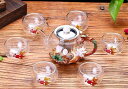 A024181~4客茶器揃 湯呑 急須 茶器セット ティーセット~ガラス製