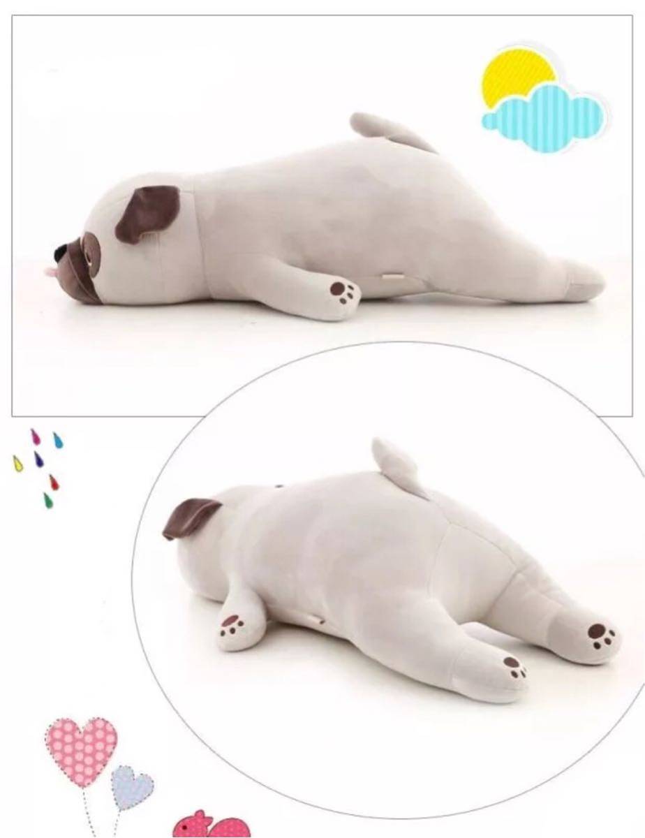 A010667パグ ぬいぐるみ 昼寝 抱き枕 インテリア 枕 パグ雑貨 80x32x24cm