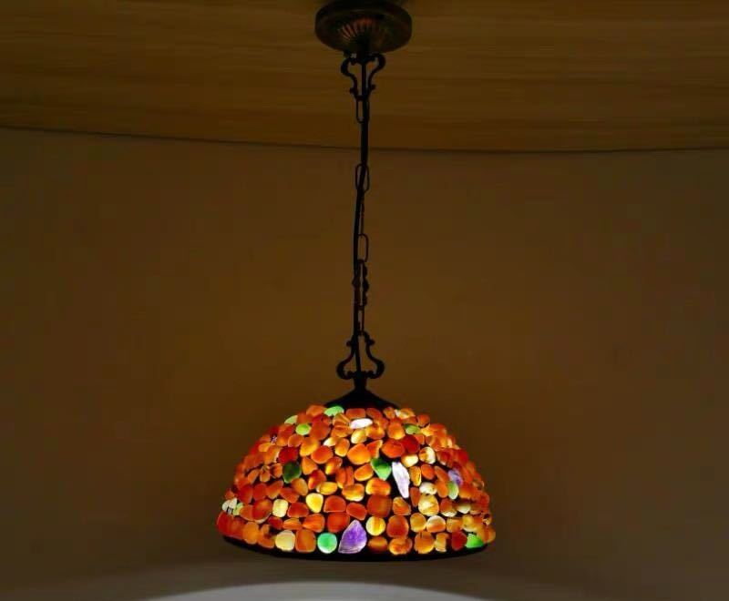 A016136ステンドグラス ペンダントライト 豪華天井照明ステンドグラスランプ ガラス工芸品 30cm 電源直..