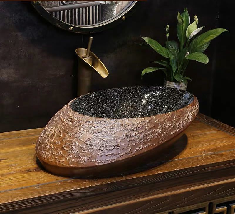 A025535洗面ボウルセット 洗面ボール 陶器 手水鉢 手洗器 手洗い鉢 洗面器 蛇口付き