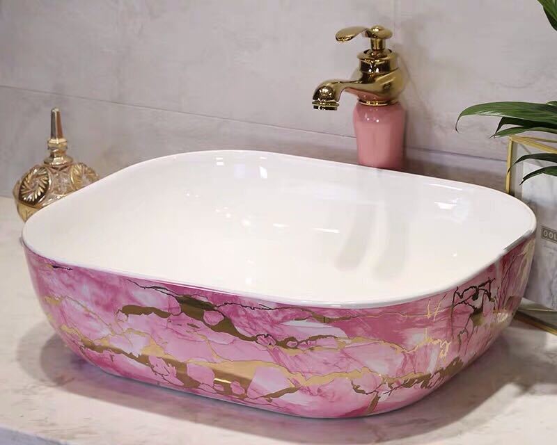 A019346高級洗面台 洗面ボウルセット 洗面ボール 陶器 手水鉢 手洗器 手洗い鉢 洗面器 蛇口 排水金具付き