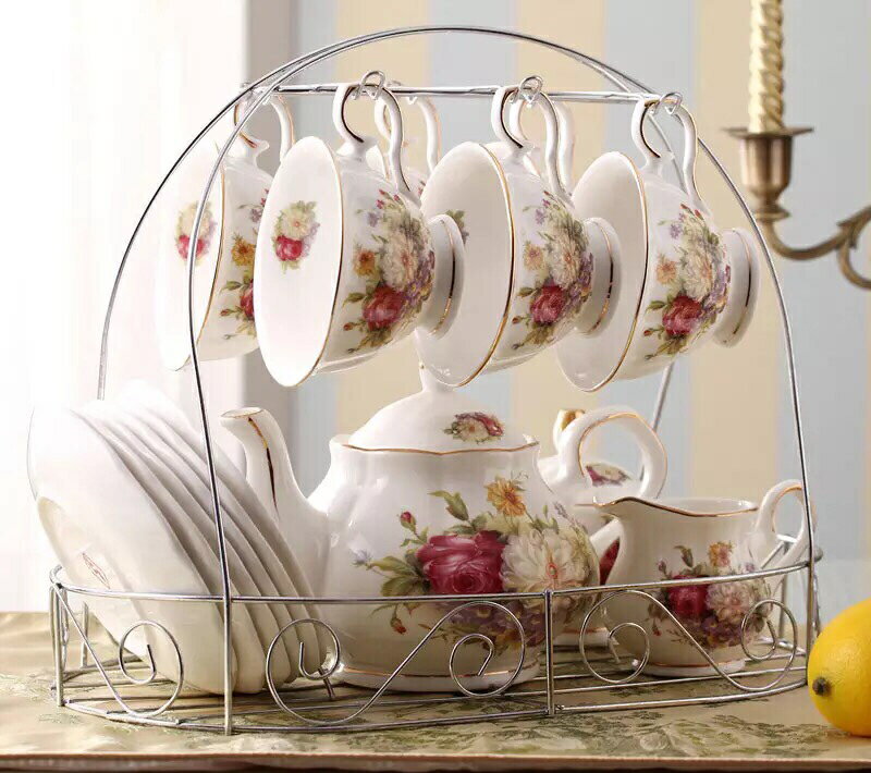 西洋ティー・コーヒーカップセット カップ＆ソーサー6客セット 花柄カップ