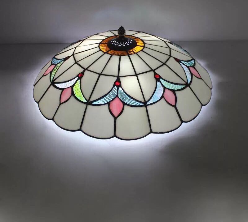 A045243ステンドグラス．ペンダントライト豪華天井照明ステンドグラスランプ ガラス工芸品. 電源直結タ..