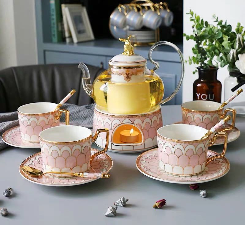 A025502ティー・コーヒーカップセット カップ＆ソーサー4客セット 陶磁器ティーセット