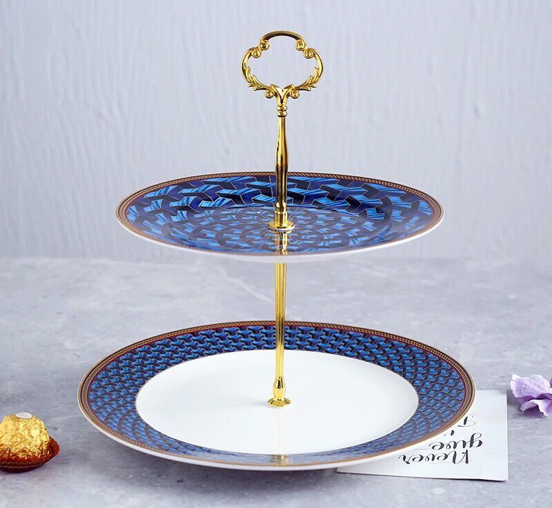 A019397ケーキ スタンド プレート 2段セット アフタヌーンティー フルーツ トレー 皿
