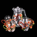 A021304ガラス製ティー・コーヒーカップセット カップ4客セット 花柄 .姫系雑貨