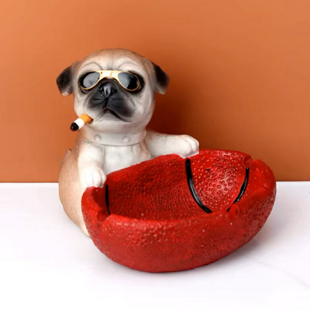 A032682犬型 灰皿 イヌ 卓上収納　小物入れ パグ雑貨 キーケース　置物 PUG