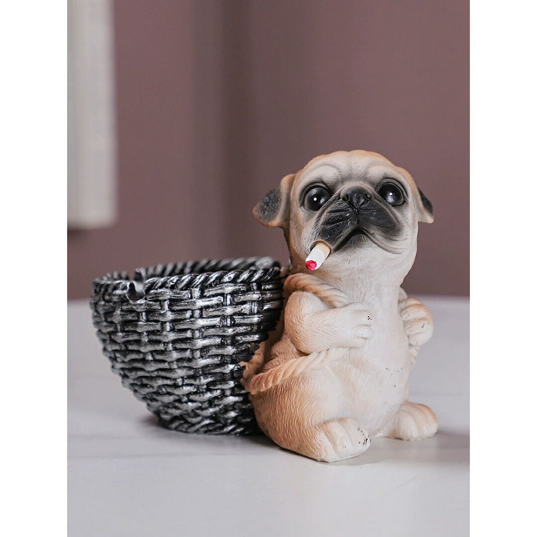 A032694犬型 灰皿 イヌ 卓上収納　小物入れ パグ雑貨 キーケース　置物 PUG