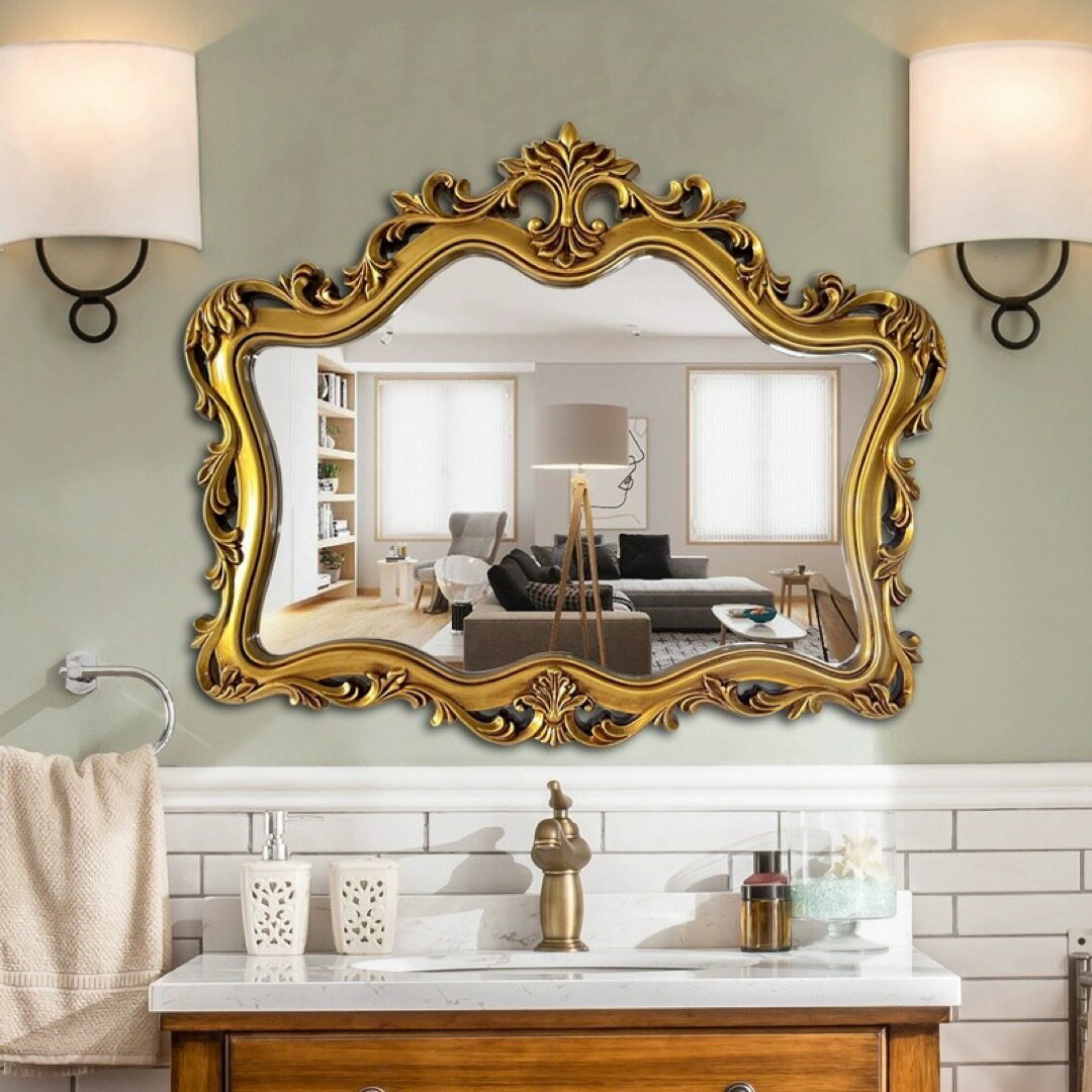 A032753高級感 豪華鏡 アンティーク調 壁掛け鏡 壁掛け ．壁掛けミラー ウォールミラー