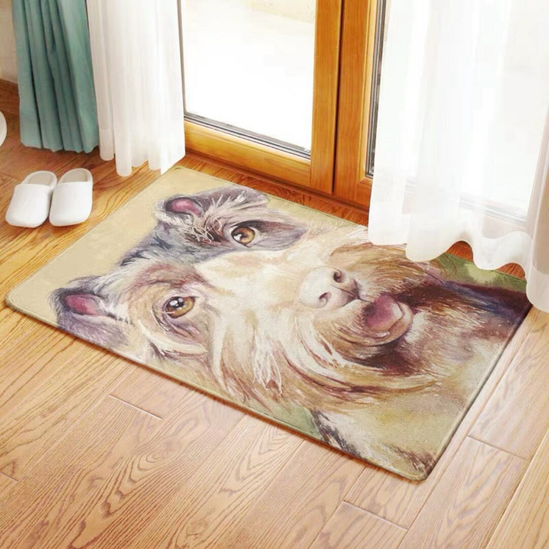 A032801シュナウザー犬ラグマット リビングマット 玄関マット お風呂マット 犬柄雑貨