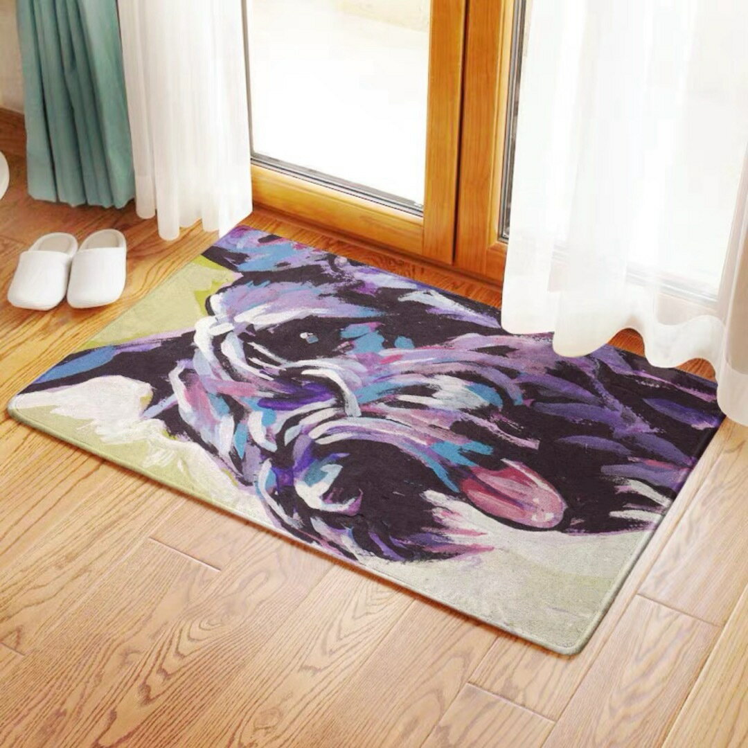 A032803シュナウザー犬ラグマット リビングマット 玄関マット お風呂マット 犬柄雑貨