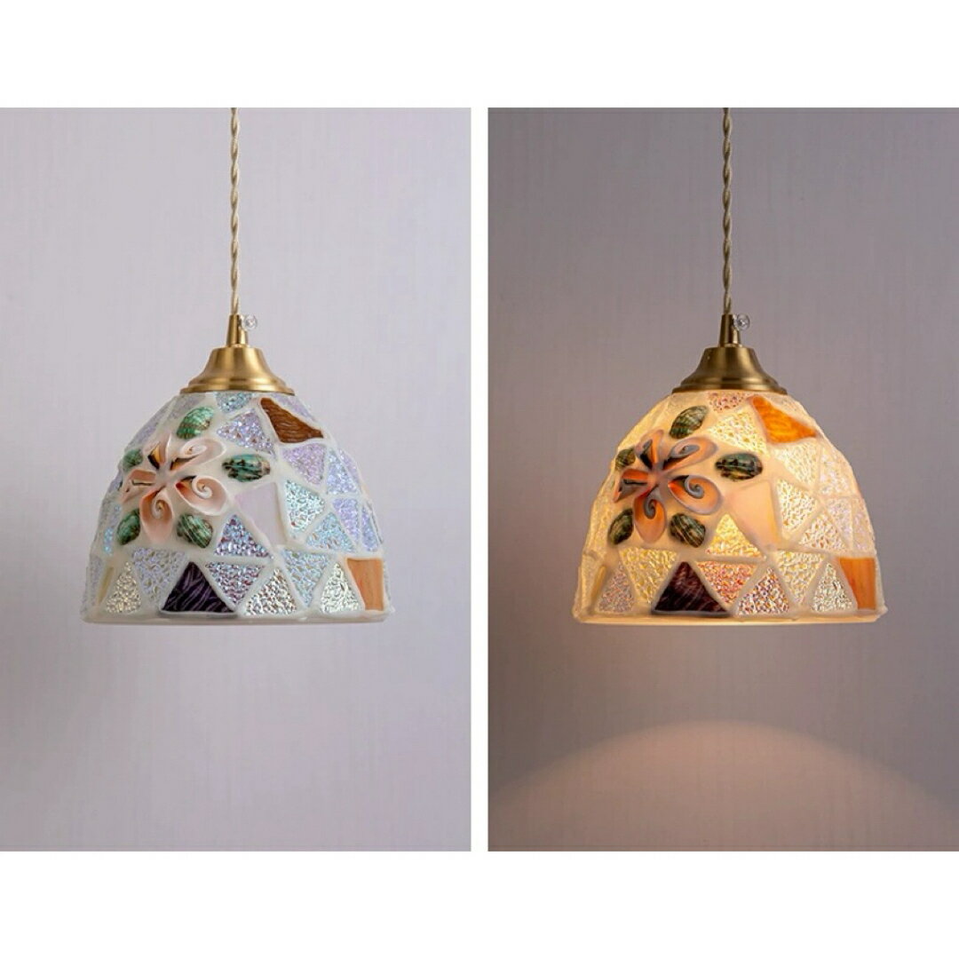 A032926ステンドグラス．ペンダントライト豪華天井照明ステンドグラスランプ ガラス工芸品