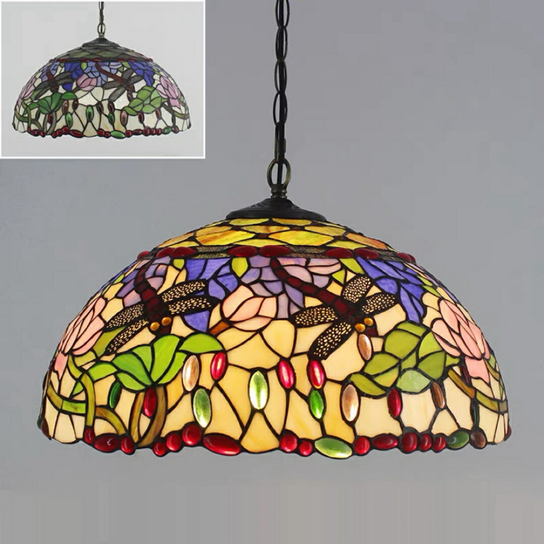 A032939ステンドグラス．ペンダントライト豪華天井照明ステンドグラスランプ ガラ...