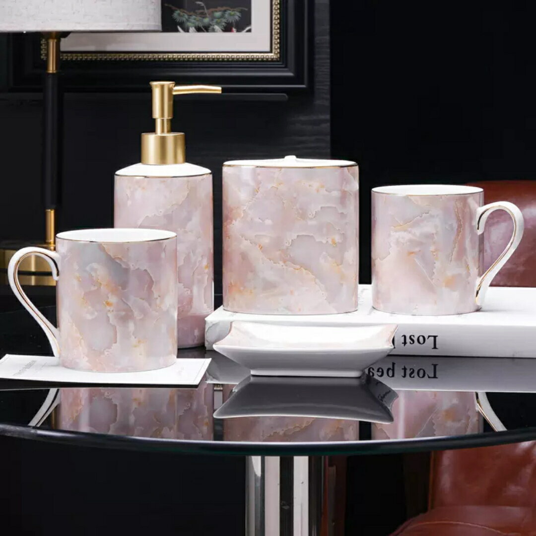 A033160高級サニタリー5点セット．ディスペンサー 歯ブラシスタンド バス用品 洗面所用品