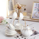 A033301西洋調ティーカップ セット 陶器 高級感 カップ&ソーサー 6客コーヒーカップ(3)