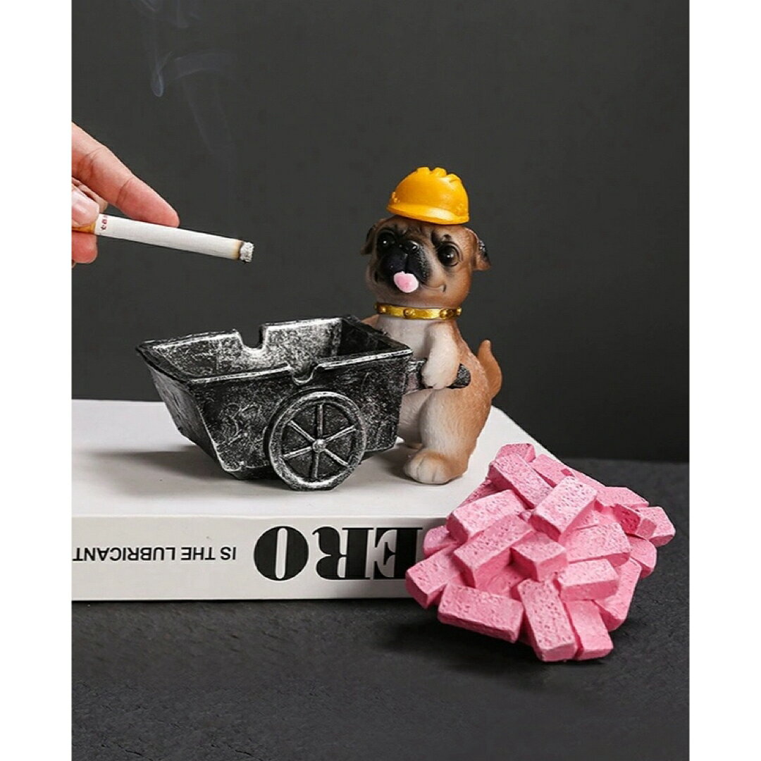 A033318パグ 置物 小物入れドッグ 犬 収納ボックス 卓上収納 雑貨収納 かご 灰皿