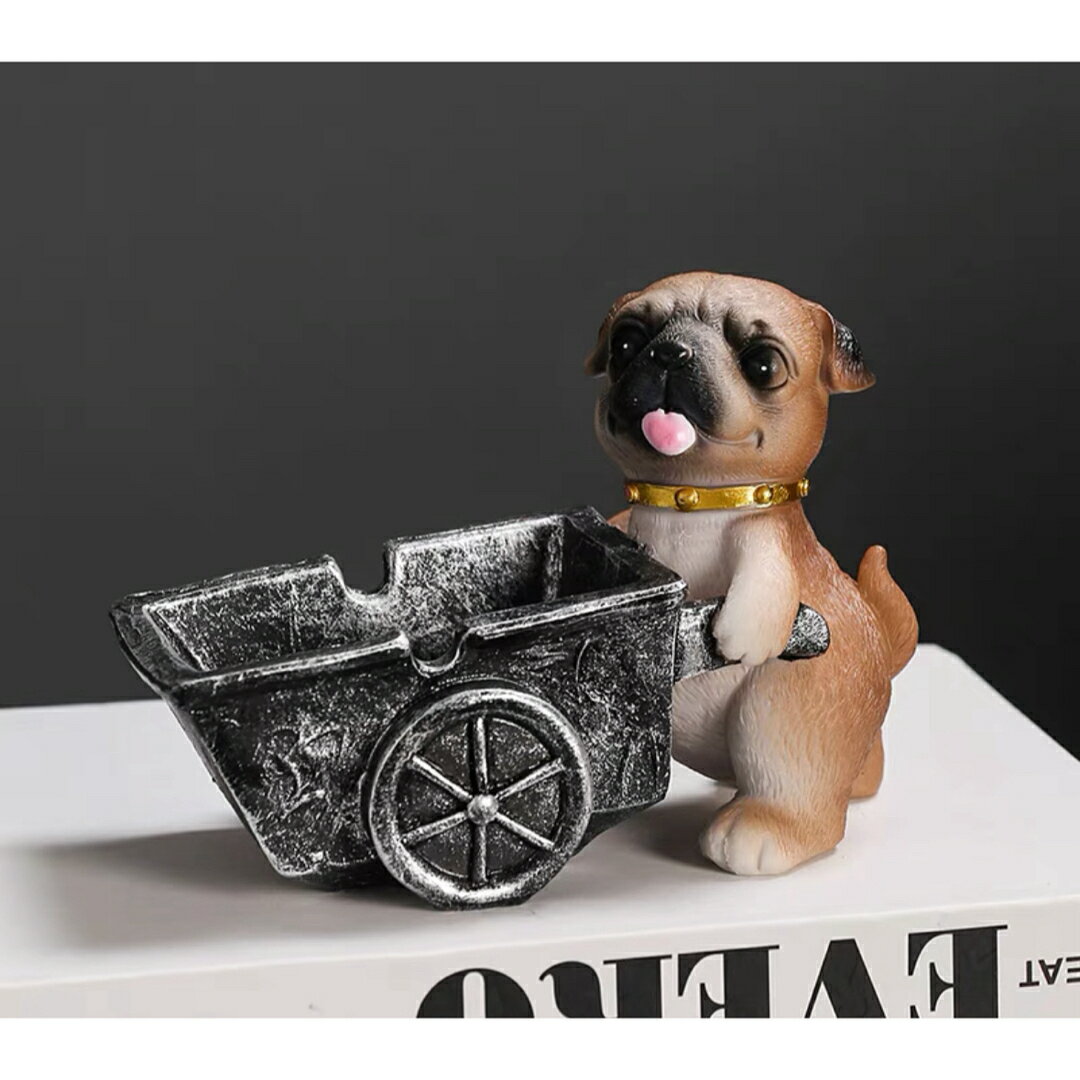 A033320パグ 置物 小物入れドッグ 犬 収納ボックス 卓上収納 雑貨収納 かご 灰皿