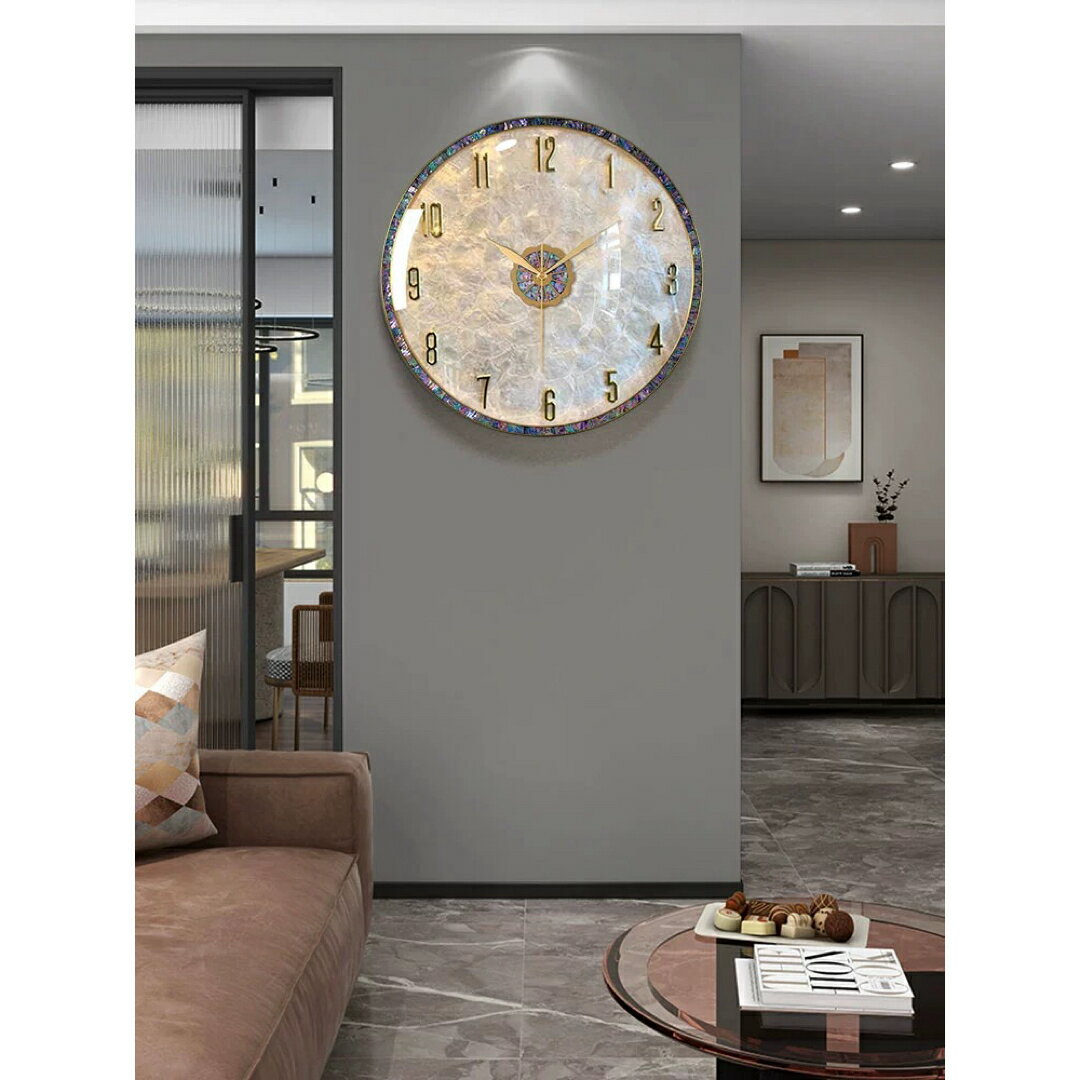 A033332高級壁掛け時計 かけ時計 北欧インテリア ガラス掛け時計 貝入れ 部屋飾り