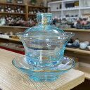 A033425高級 蓋碗 茶杯セット 金箔入れ おしゃれ 耐熱ガラス製の中国茶器 1客