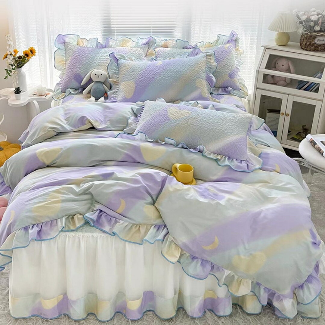 A033453ベッド用品4点セット掛け布団カバー 枕カバー ベッドパッド ワイドダブルサイズ