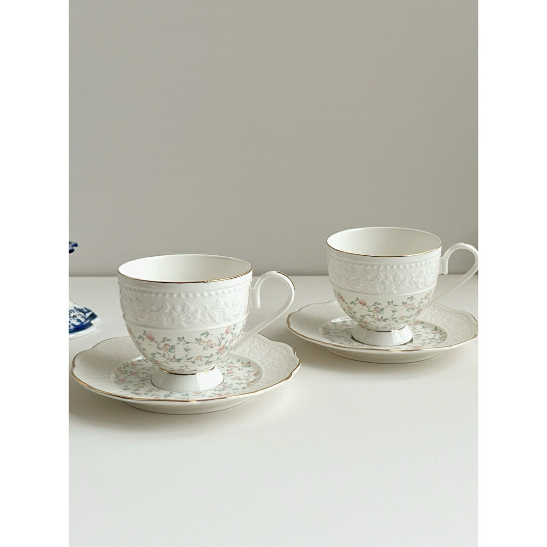 Other - A033484花柄ティー・コーヒーカップセット カップ＆ソーサー2客セット ．陶器ティーセット
