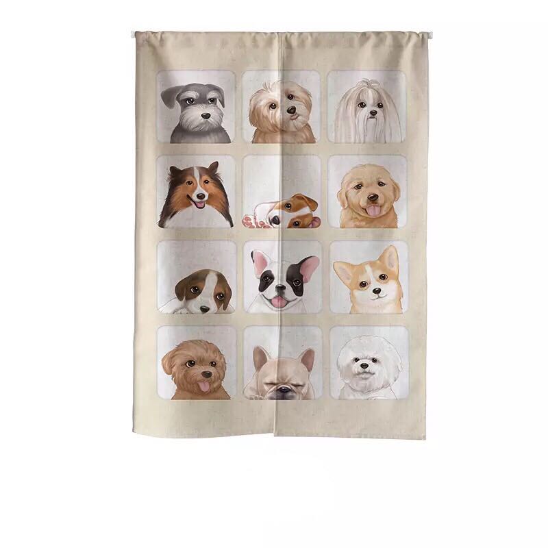 乐天商城 - A016889犬柄のれん ロング 暖簾 85×150 パグ犬 犬柄 イヌ かわいい 間仕切り 洋風 おしゃれ