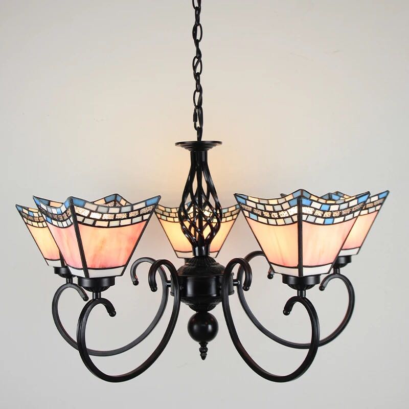 A022599ステンドグラス．ペンダントライト 豪華天井照明ステンドグラスランプ ガラス工芸品 電源直結タイプ