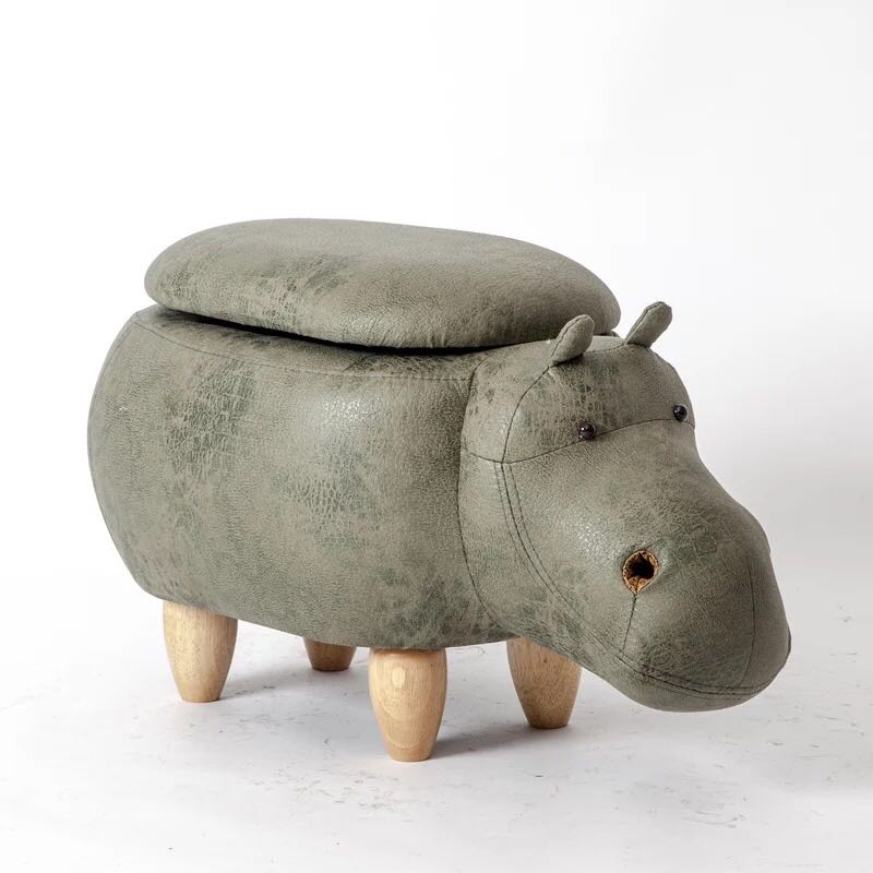 A016985カバ〜イス チェア チェアー アニマルチェア 動物型 アニマルスツール 収納付き．