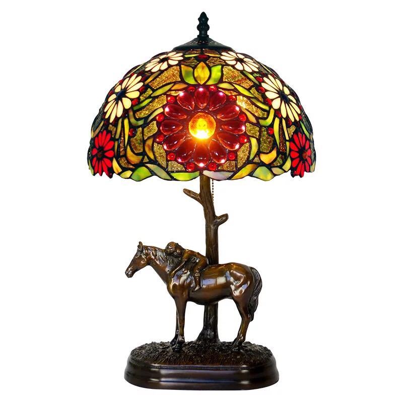 A042510ステンドグラスランプ 卓上スタンド 豪華テーブルランプ 卓上照明