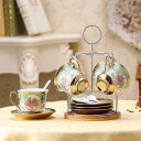 A043823上品ティーカップ&ソーサー 4客セット .花柄 陶器 コップ ティーセット
