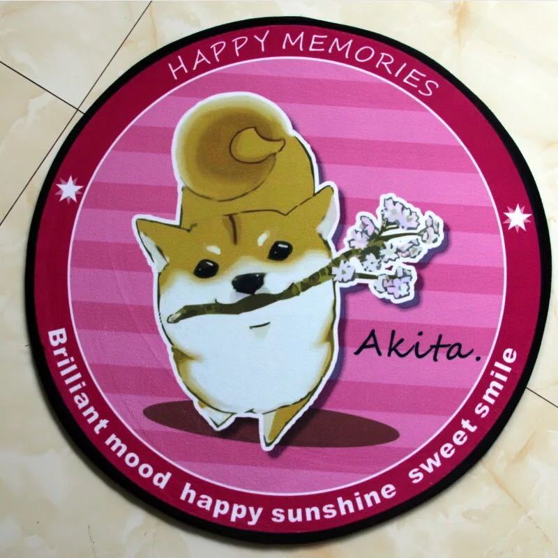 A039765☆ラグマット リビングマット 玄関マット．カーペット．お風呂マット 60cmサイズ 秋田犬柄雑貨