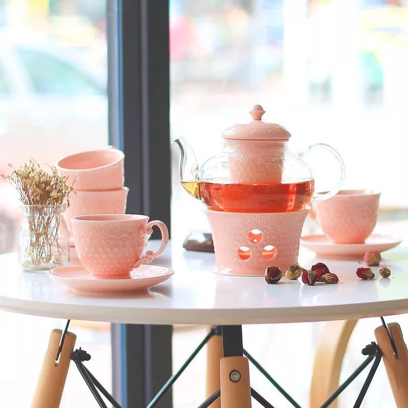 A046480西洋ティー・コーヒーカップセット カップ＆ソーサー4客セット ．花柄カップ 陶磁器ティーセット