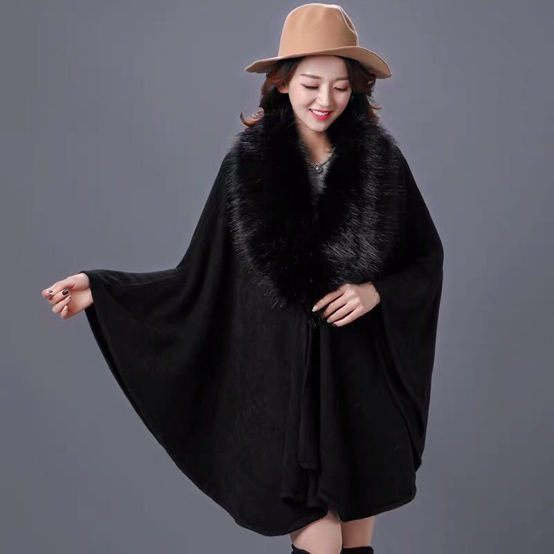 A035268毛皮風ミンクケープ ．ファーショール ファーストール ポンチョ