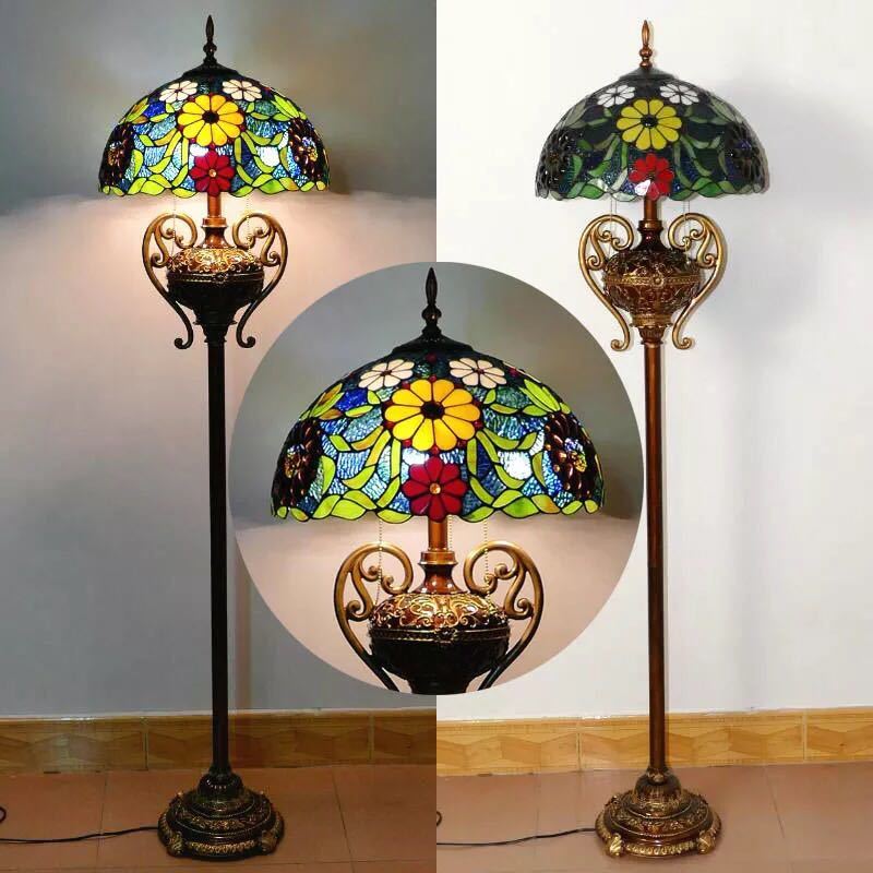 Standing Lights - A046522ステンドグラスフロアライト ．間接照明 フロアスタンド 照明器具豪華ステンドグラスランプ ガラス工芸品．